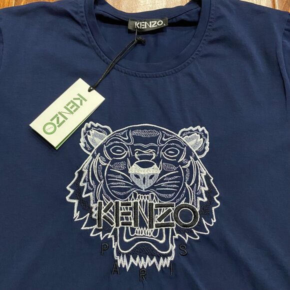 Kenzo Paris Basic Fit Embroidered Tiger Head Navy Blue T-Shirt Men's NWT L - Picture 2 of 9